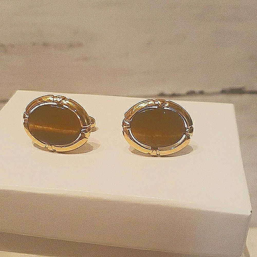 Vintage tiger's eye gemstone cufflinks